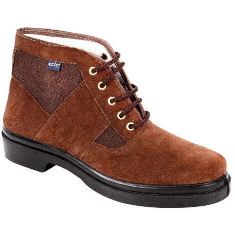 Bota de Serraje Modelo Manglar de Lona Color Marrón y Suela de Caucho - Tallas de 39 a 46 40 Marrón