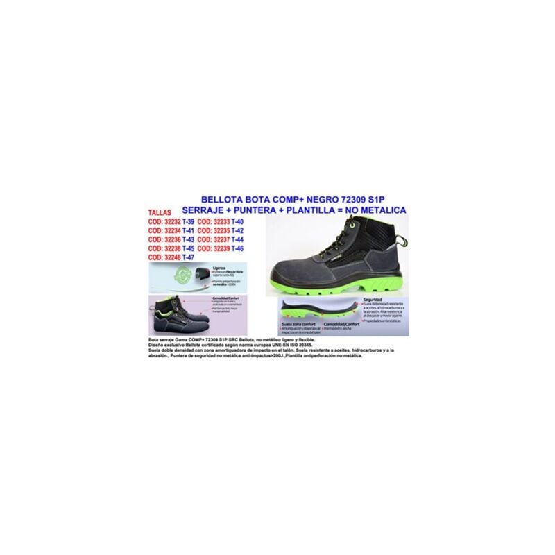 Image of Bellota - Comp Boot 72309 Nummer 43 S1P Wildlederkappe, nichtmetallische Einlegesohle