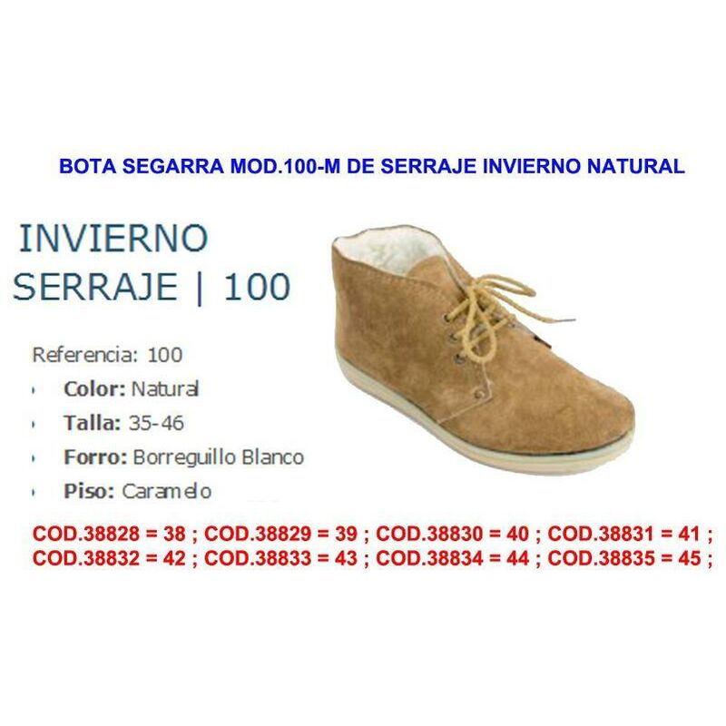 

bota segarra finstock mod.100 serraje invierno natural talla 41 - Mibricotienda