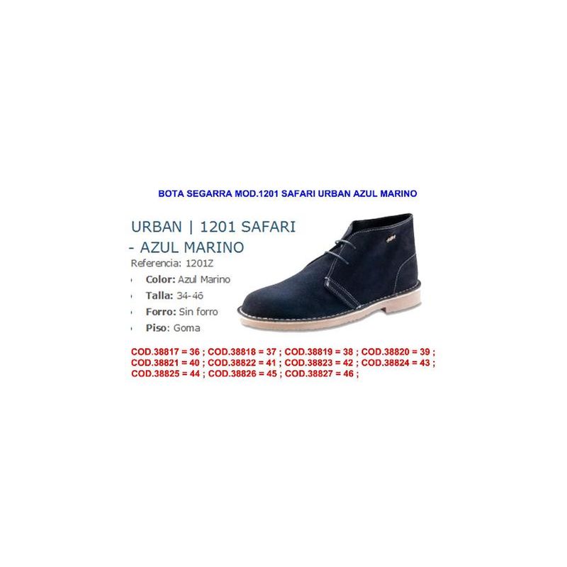 

bota segarra finstock mod.1201 safari urban azul marino talla 45 - Mibricotienda