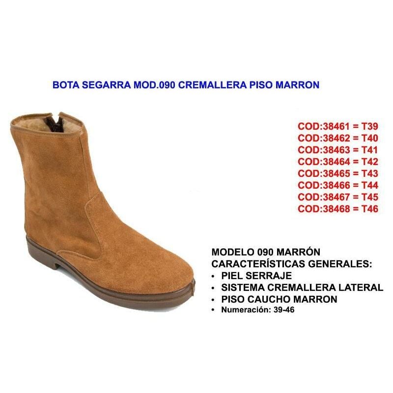 

bota canos-segarra mod.090 cremallera piso marron talla 40 - Mibricotienda