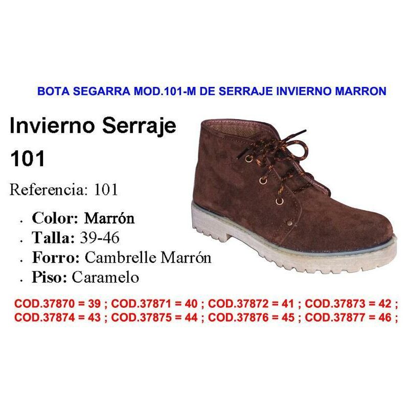 

bota segarra mod.101 de serraje invierno marron talla 40 - Mibricotienda