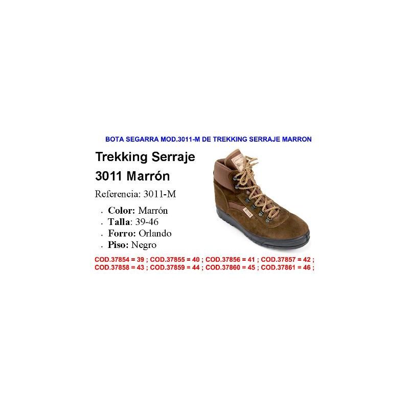 

bota segarra mod.3011-m de trekking serraje marron talla 40 - Mibricotienda