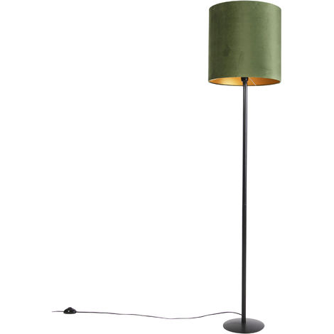 Botanische Stehlampe schwarz mit grünem Schirm 40 cm - Simplo - Grün