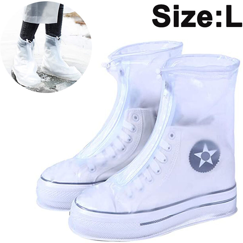 

Botas De Lluvia Reutilizables Cubrezapatos De Lluvia Antideslizantes Impermeables Cubrezapatillas Plegables Hombres / Mujeres / Niños, blanco, L