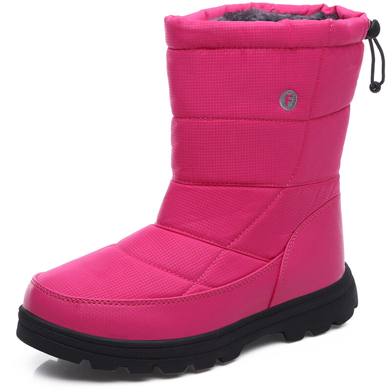 

Asupermall - Botas de nieve calidas Botas de nieve de media pantorrilla Mujeres Hombres Botas calidas de invierno con forro interior calido,Rosa,