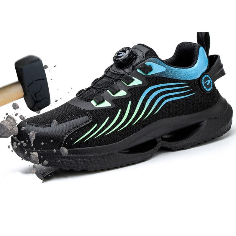 Botas de seguridad de trabajo antideslizantes a prueba de pinchazos para hombres de gran tamaño con hebilla giratoria, zapatos de construcción