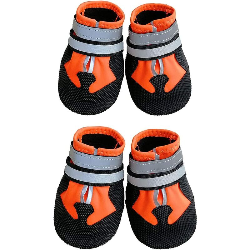 

Botas para perros, 4 piezas Botas de protección para perros Forro antideslizante transpirable para perros (M, Naranja)