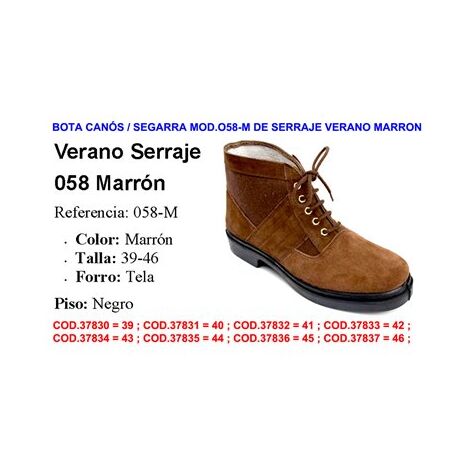 Botas SEGARRA "Canós" 058-M Serraje Verano Marrón Talla 44