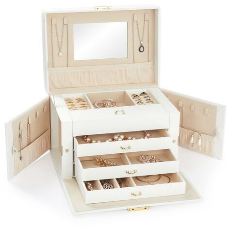 Boîte à Bijoux Verte Pour Femme - Organ Ur De Bijoux En Cuir Synthétique - Double Couche