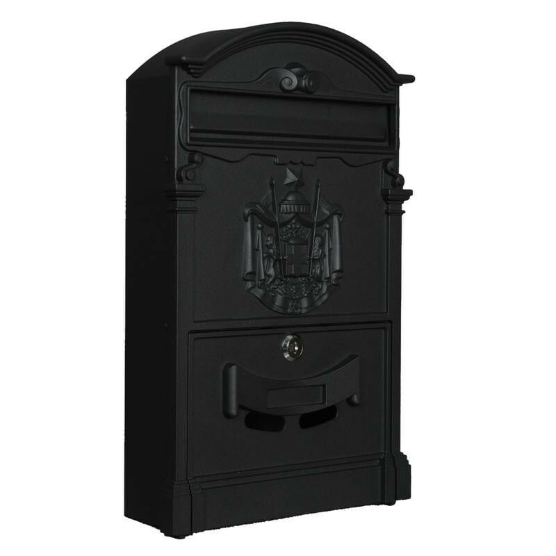 Boîte aux lettres 260x90x410h en aluminium moulé sous pression noir - Salon