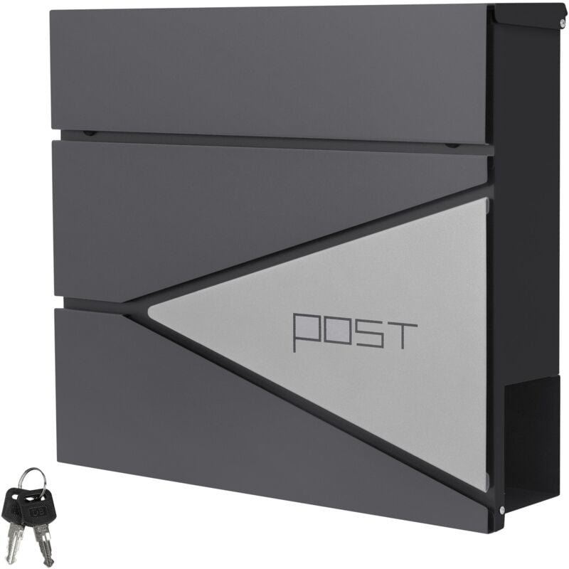 Ml-design - Boîte aux Lettres 37x37 cm Anthracite/Argent, Acier, Boîte Postale avec Compartiment à Journaux/Courrier, Verrouillable avec 2 Clés,
