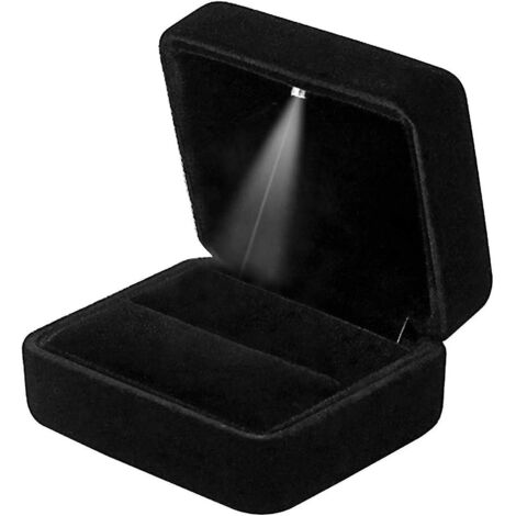 bote  Bague En Velours Avec Lumire Led Ring Box Pour Mariageproposition, Fianailles (noir)