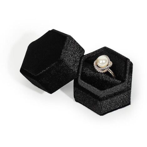 bote  Bagues En Velours Bote  Bagues Hexagonale  Double Fente, Noir Rose 2 Pices Convient Pour La Crmonie De Fianailles, Le Mariage De La Saint-va