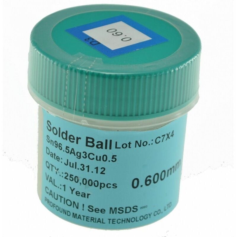 

Bote bolas estaño SIN PLOMO 0,6mm 250.000 ud