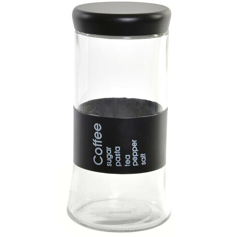 Bote de café hermético - Bote de grano de café con válvula de CO2 - Con  cuchara dosificadora - 1.8 L (negro)