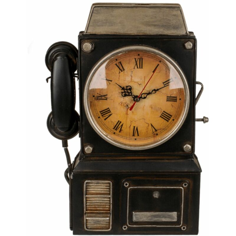 Out Of The Blue - Boîte à clefs Horloge Téléphone noire Vintage