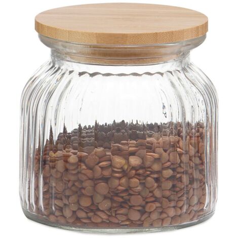 BOTE COCINA VIDRIO BAMBÚ 600ml MS72136 ANDREA HOUSE