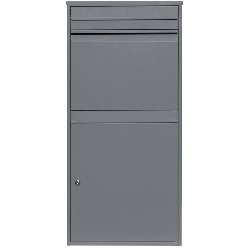 Monster-shop - Boîte à Colis xl Anti-vol Grise en Acier Autportante Boîte aux Lettres Murale Colissimo -Grande boîtes jusqu'à 44 x 33 x 30 cm- 100 %
