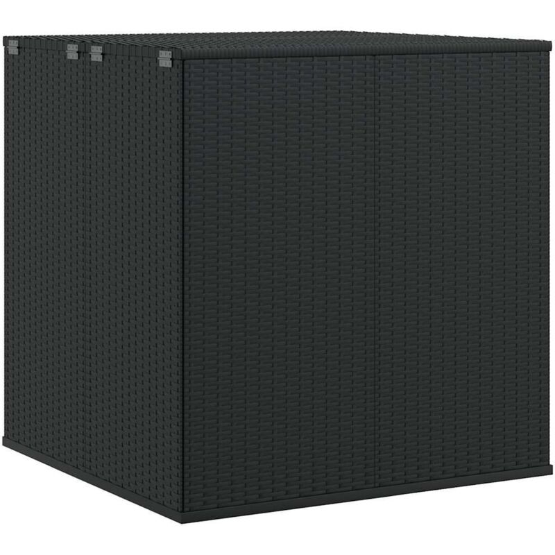Boîte à coussins de jardin Résine tressée 100x97,5x104 cm Noir vidaXL