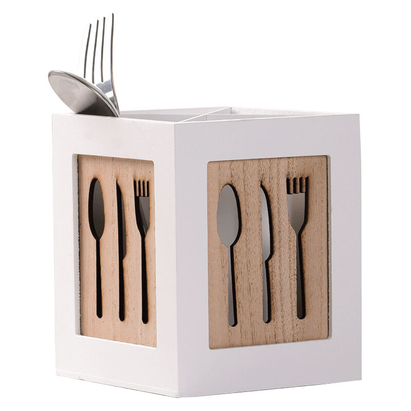 Boîte à couverts en bois, panier à couverts, table pour cuillère, fourchette, couteau, boîte à couverts décorative avec motif couverts, bac à
