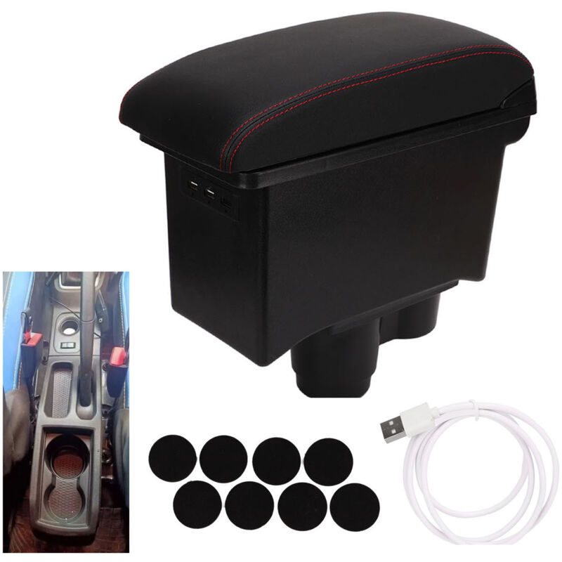 Eosnow - Bote d'accoudoir de console centrale avec 3 ports usb Stockage double couche en cuir artificiel pour Duster 20192022