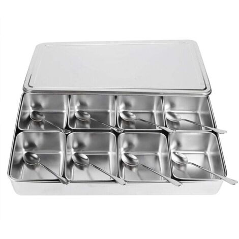 Bote d'assaisonnement en alliage d'aluminium à 8 grilles, conteneurs de stockage de condiments, pot à épices, ustensiles de cuisine