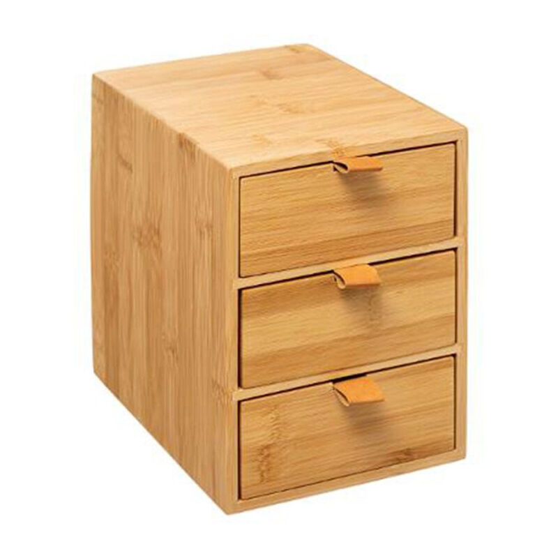 Boîte Déco 3 Tiroirs 'Bambou' 21cm Naturel