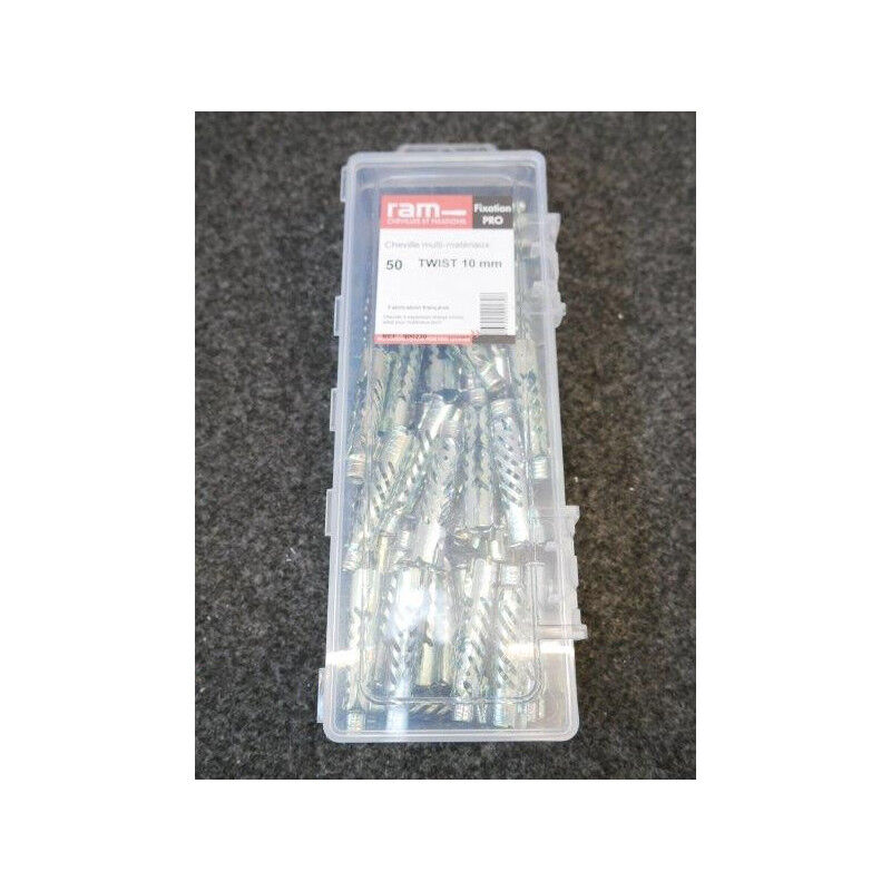 Boîte de 50 chevilles Twist ø 10mm pour vis M6 pour beton et brique RAM