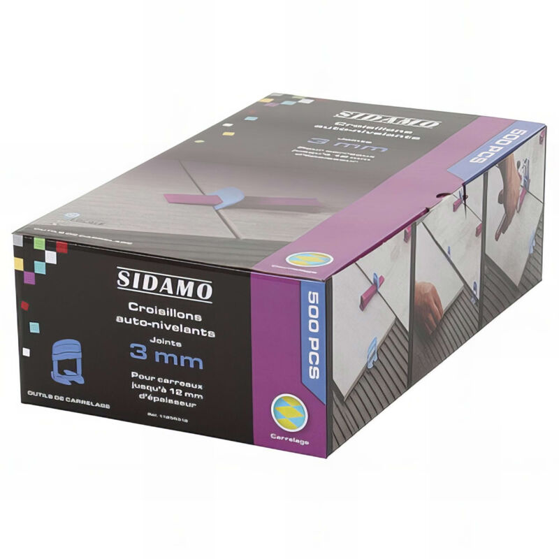 Sidamo - Boîte de 500 croisillons 3 mm auto-nivelants de 3 à 12 mm