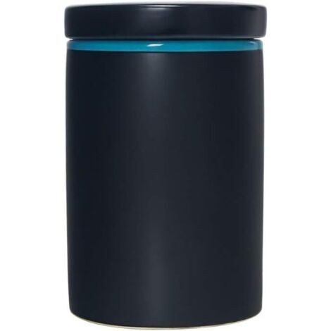 Bote de conservation alimentaire en céramique, 1000 ml, avec couvercle hermétique pour servir la farine d'avoine, le chocolat, les cookies, le café, le thé et plus, bleu/noir, 1000ML