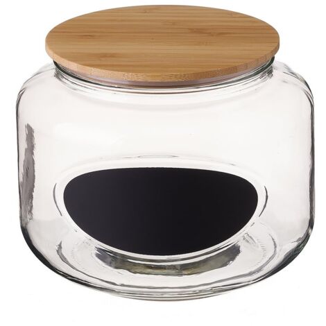 Bote de cristal y bambú con tapa pequeño transparente de 3000 ml -