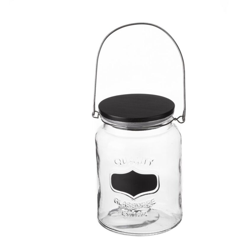 

Lolahome - Bote de cristal y madera con asa pequeño transparente contemporáneo de 15x11x11 cm