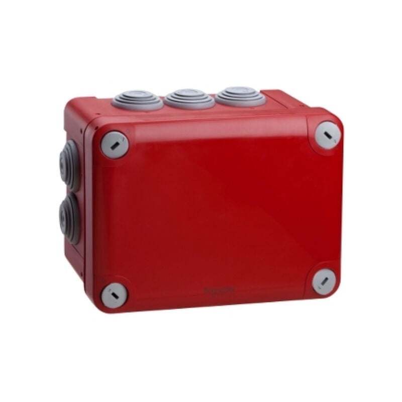 Schneider Electric - Boîte de dérivation rouge à embouts (tétines) 150 x 105 x 80 mm - Protection Incendie