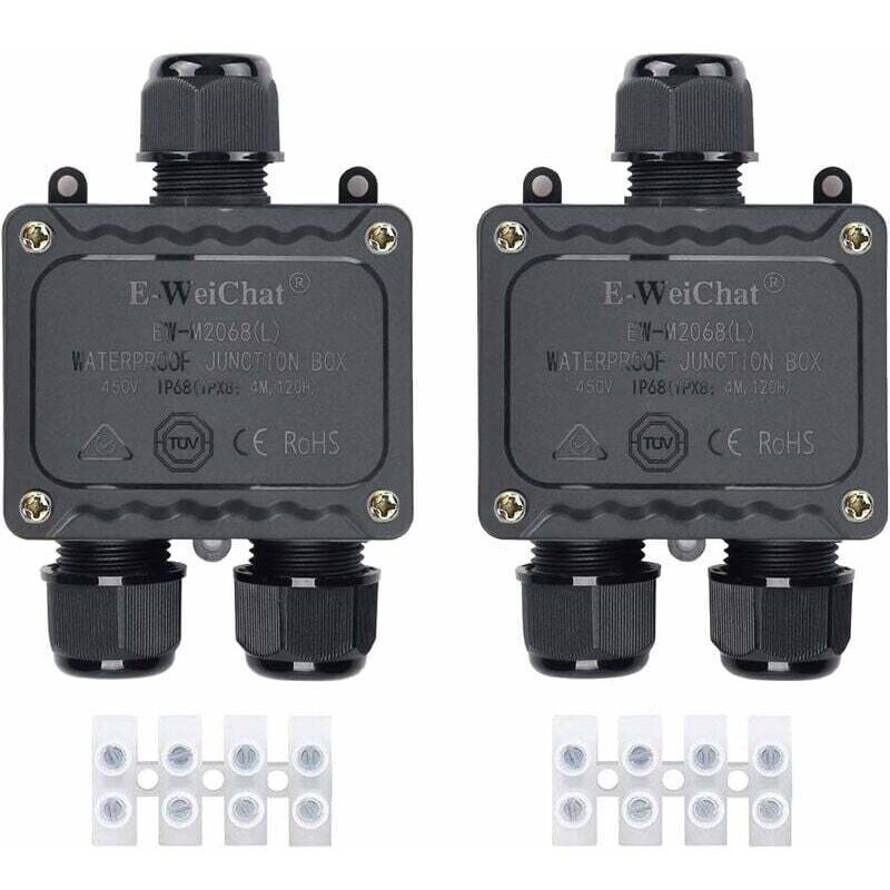 Ayyqh - Boîte de dérivation étanche IP68 3 voies pour l'extérieur avec presse-étoupes pour petit boîtier électrique noir de Ø4mm-Ø14mm de diamètre