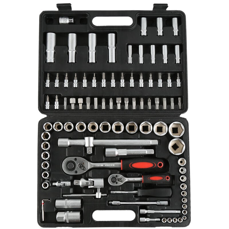 Boîte de Kits d'Outils 94 Pièces Coffret de douilles Ensembles d'Outils pour Maison Jeu De Douilles pour Réparation Quotidienne et Bricolage Boîte à