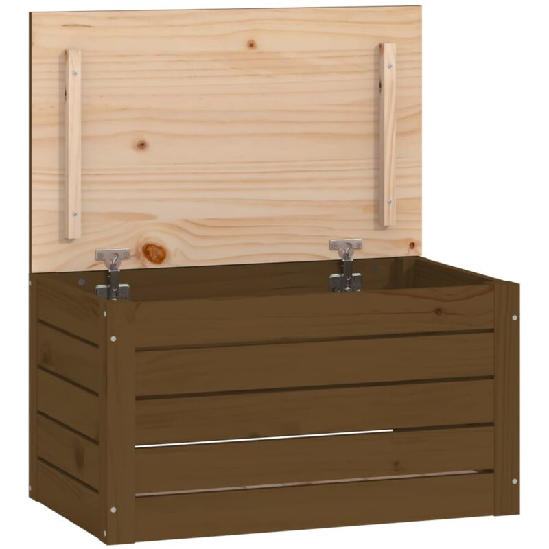 Boîte de rangement Marron miel 59,5x36,5x33 cm Bois massif pin Vidaxl