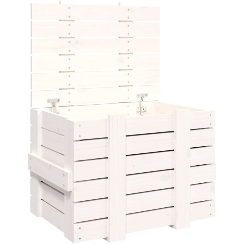 Boîte de rangement Blanc 58x40,5x42 cm Bois massif de pin Vidaxl