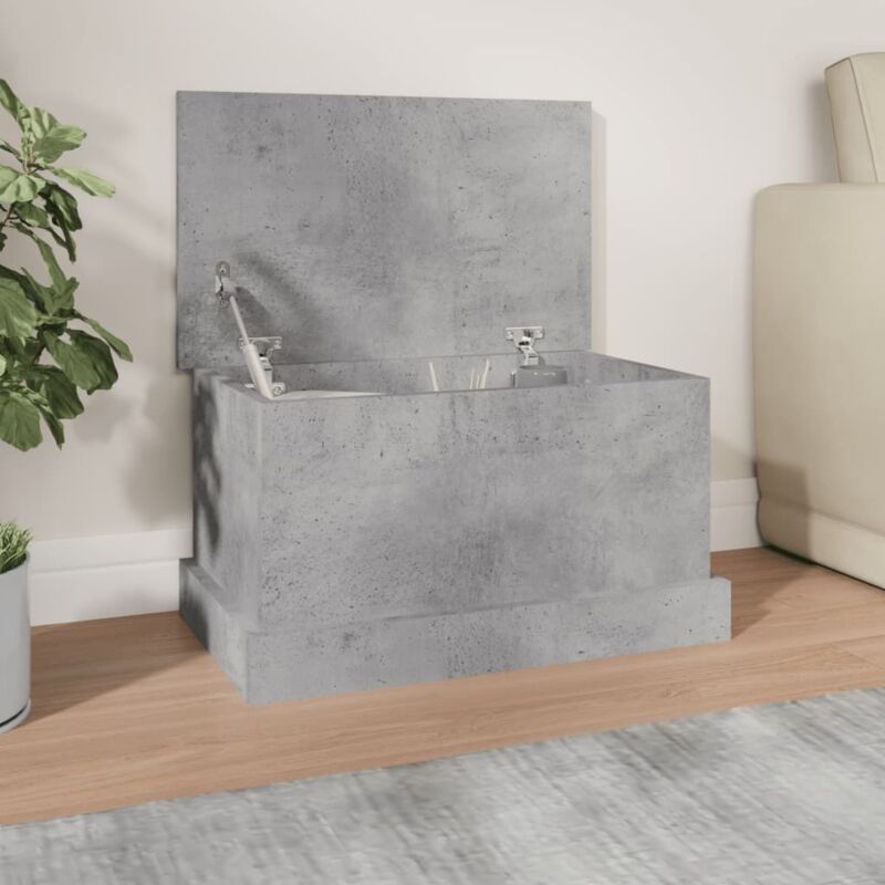Vidaxl – Boîte de rangement en bois d'ingénierie gris béton 50x30x28 cm – Résistant à l'humidité – Couvercle pour protection et sécurité