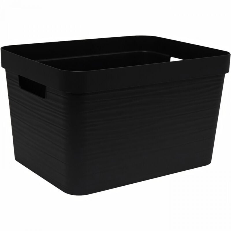 Boîte de rangement décor stone 30 l - noir - 43 x 33 x 25,7 cm - eda plastique
