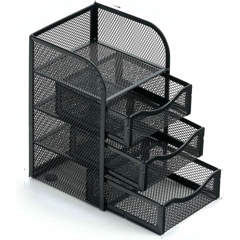 Boîte de rangement de bureau, boîte de rangement pour bureau, école, maison, fournitures quotidiennes, porte-stylo en fer forgé