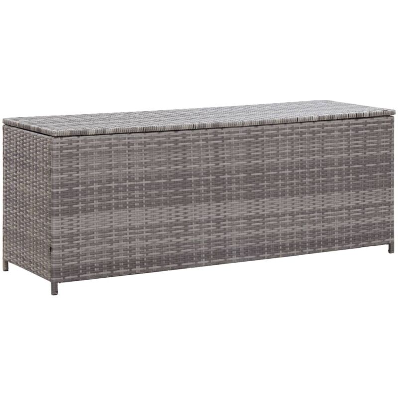 Boîte de rangement de jardin Coffre de jardin Gris 150x50x60 cm Résine tressée