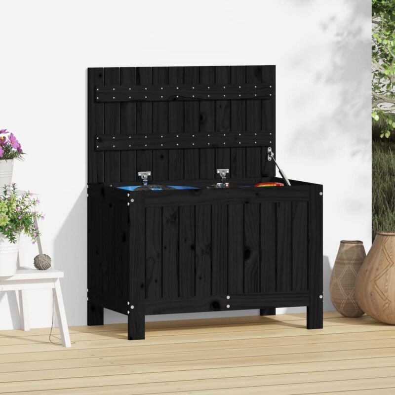 Boîte de rangement de jardin Noir 76x42,5x54 cm Bois massif pin Vidaxl