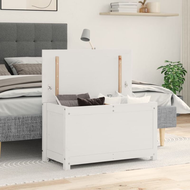 Vidaxl - Boîte de rangement Blanc 80x40x45,5 cm Bois massif de pin