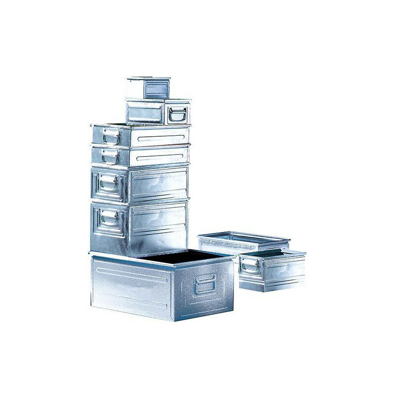 Boîte de transport gerbable, acier, taille 4, galvanisée, L140xP200x130 mm