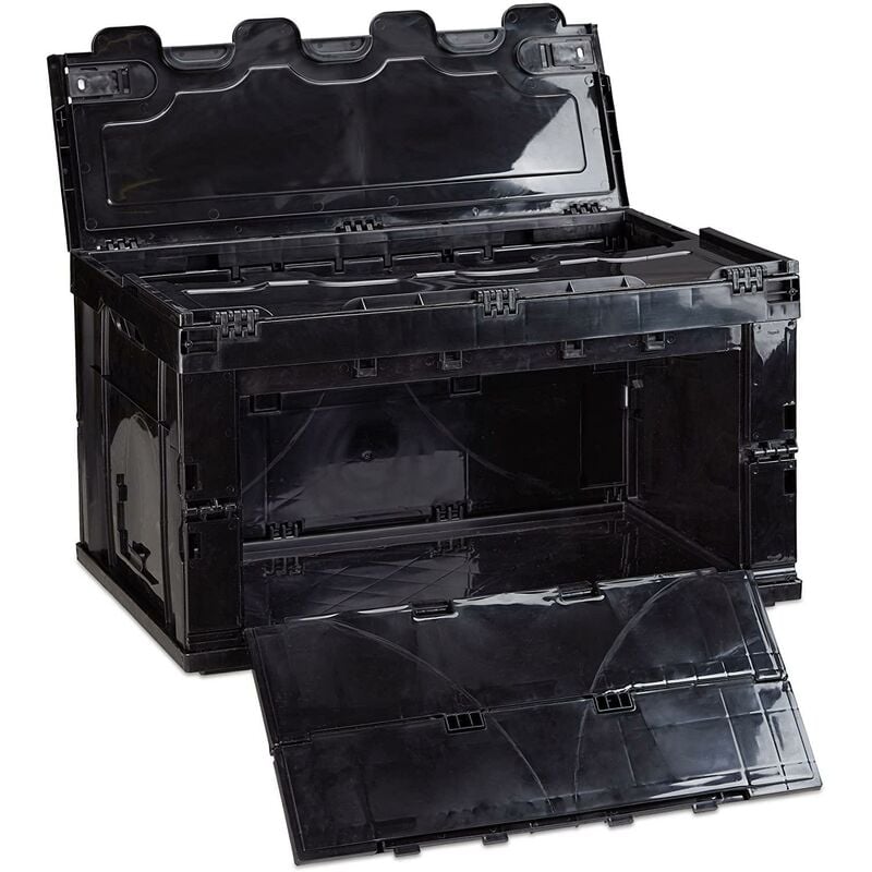 Boîte de transport pliable couvercle 60 litres noir