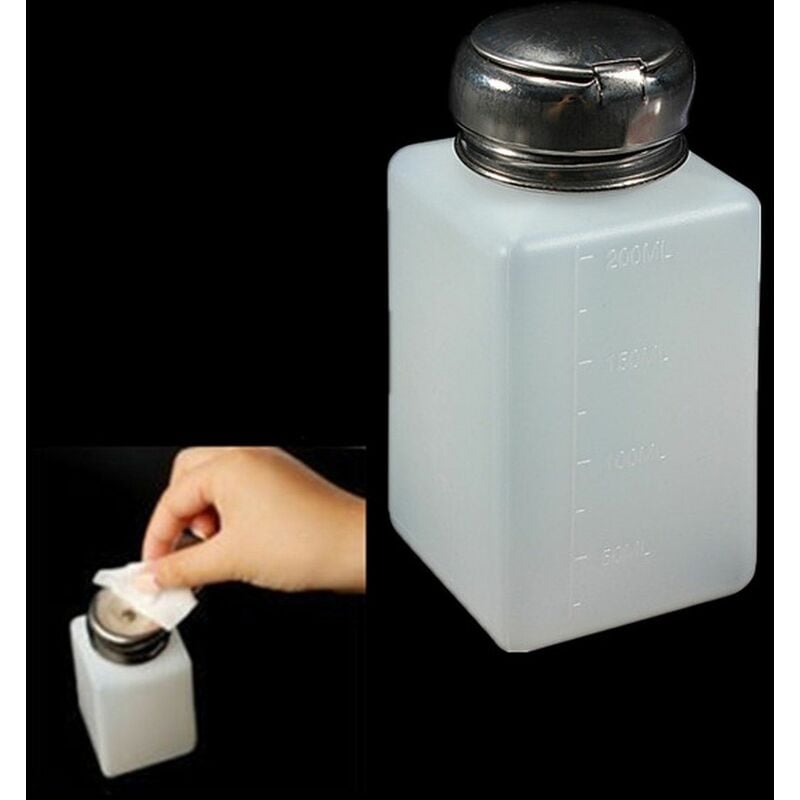 

Bote dispensador liquido limpiador o alcohol por presion 200ml