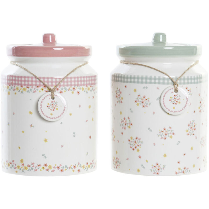 Rose vert Dkd Home Decor pot vichy 15.5 x 15.5 x 21 cm (2 pcs.)