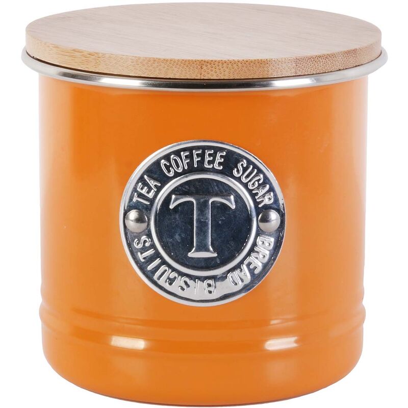Boîte en métal pour thé en vrac couvercle bambou orange - Orange