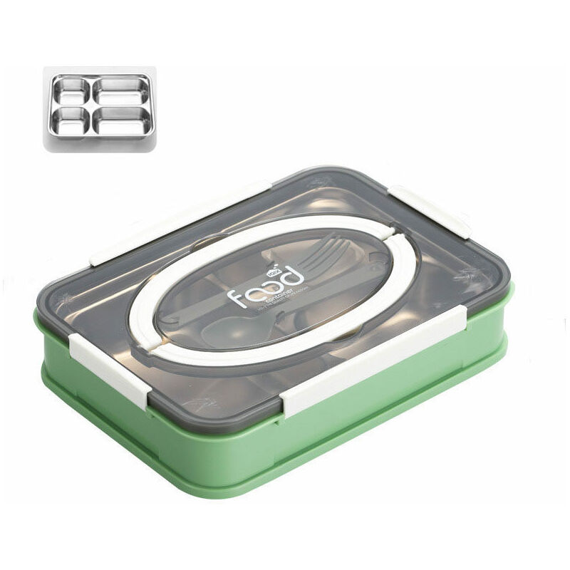 Tancyco - Boîte à lunch avec vaisselle Boîte à lunch Dortoir étudiant Adulte Boîte à lunch portable compartimentée (vert, quatre grilles)